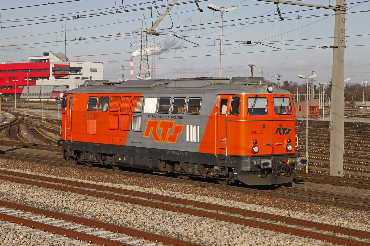 RTS 2143 026 in Wien Zentralverschiebebahnhof am 10.12.2015.