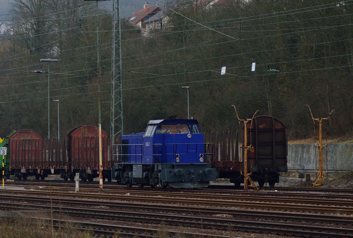 Rückenansicht der ESG 7 die in Neckarelz am 18.1.2014 abgestellt ist. 



