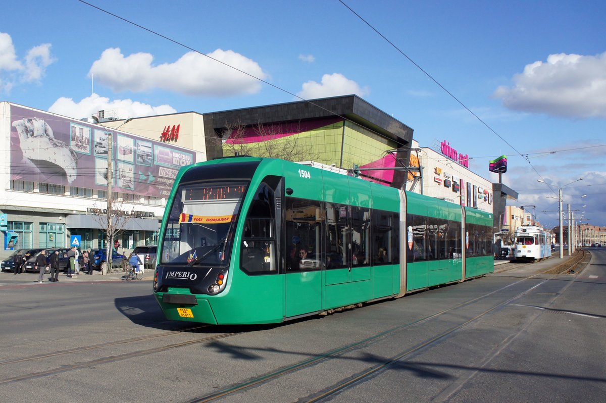 Rumänien / Straßenbahn (Tram) Arad Astra Imperio Wagen 1504 der