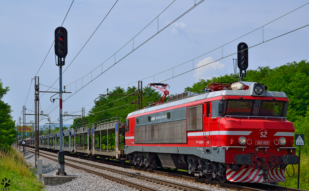 S 363-029 zieht Gterzug durch Maribor-Tabor Richtung Norden. /15.7.2013