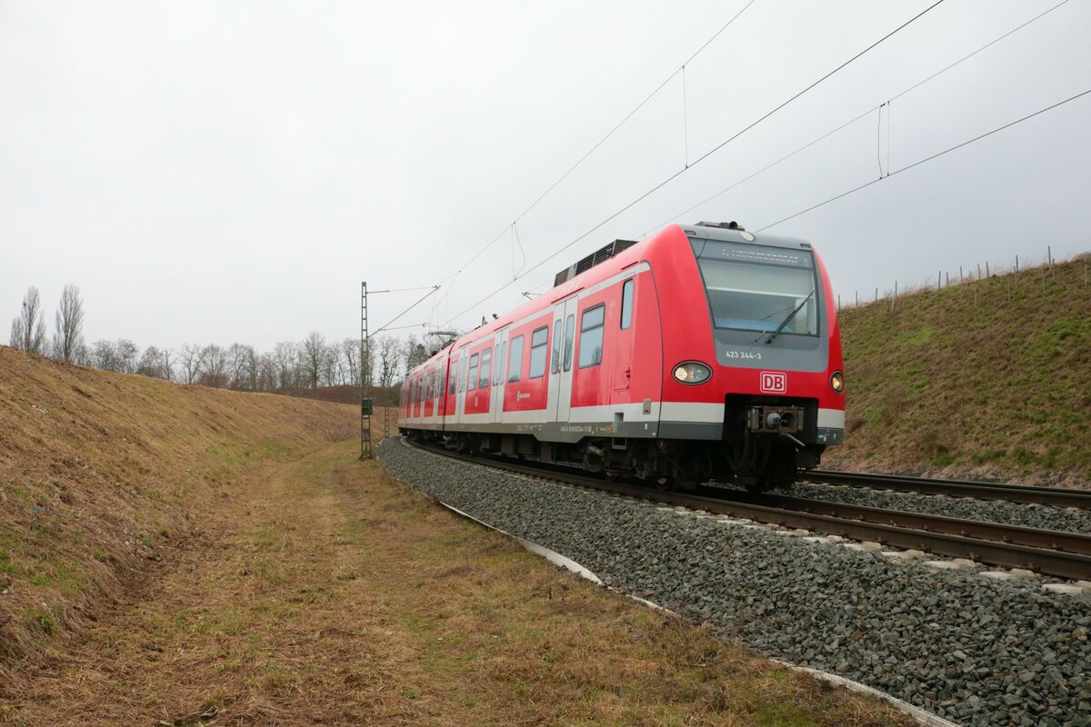 S-Bahn München 423 244-3 am 16.01.22 in Hanau Rauschwald