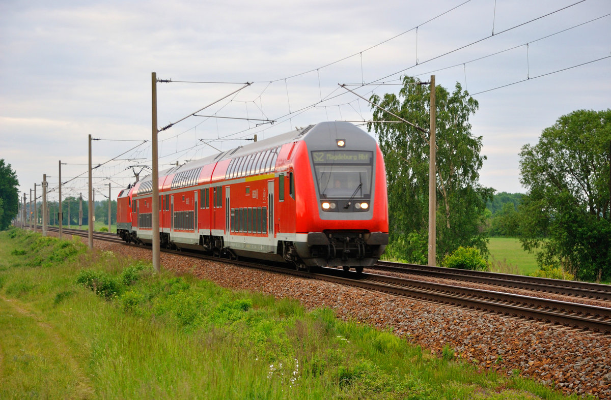 S-Bahn S2 von Leipzig HBF nach Magdeburg HBF, bei Zschortau. 21.05.2016