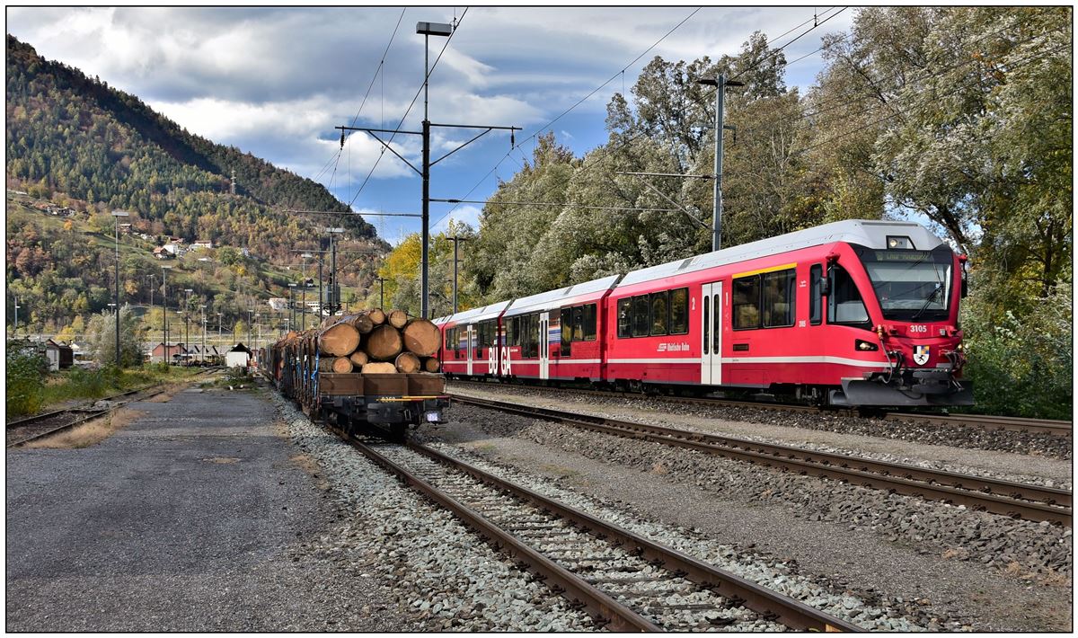 S1 1521 nach Rhäzüns mit ABe 4/16 3105 in Landquart Ried. (31.10.2018)