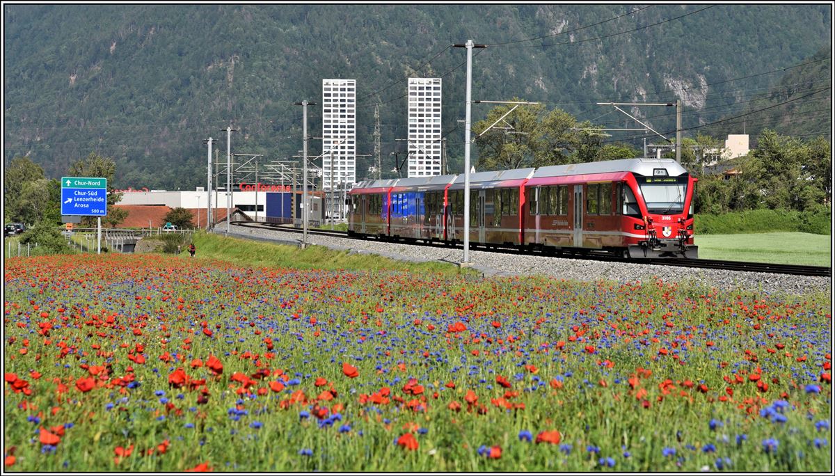 S1 1522 von Rhäzüns nach Schiers mit ABe 4/16 3105 bei Chur West. (08.06.2019)