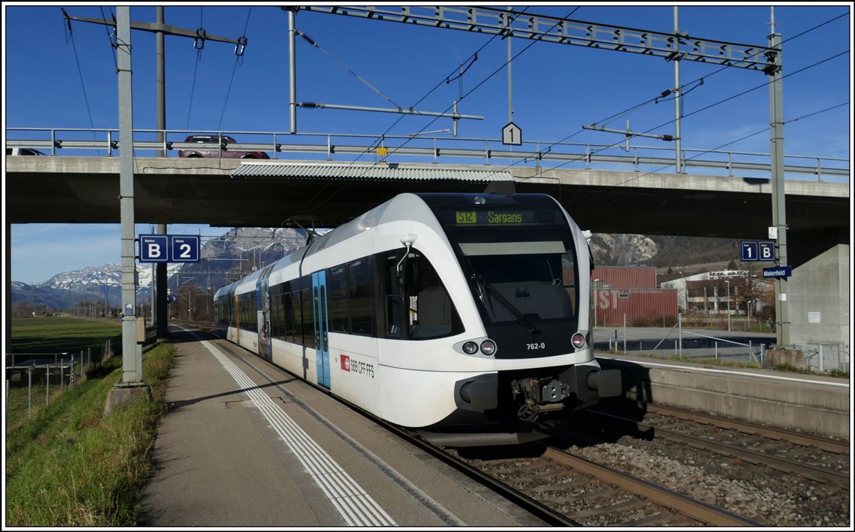 S12 mit Thurbo GTW 762-0 nach Sargans in Maienfeld. (31.12.2019)