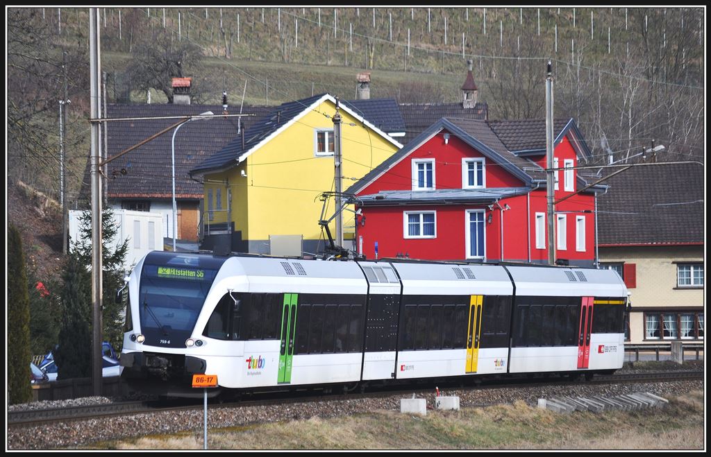 S2 23237 nach Altstätten SG mit GTW 759-6 erreicht AU SG. (04.02.2014)