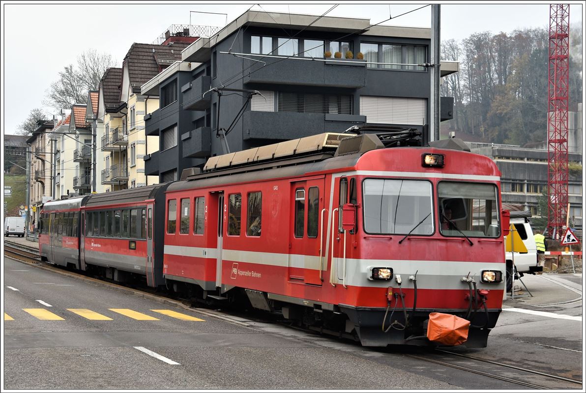 S22 nach Appenzell beim oberen Ausgang des Ruckhaldetunnels in Riethüsli. (13.11.2016)