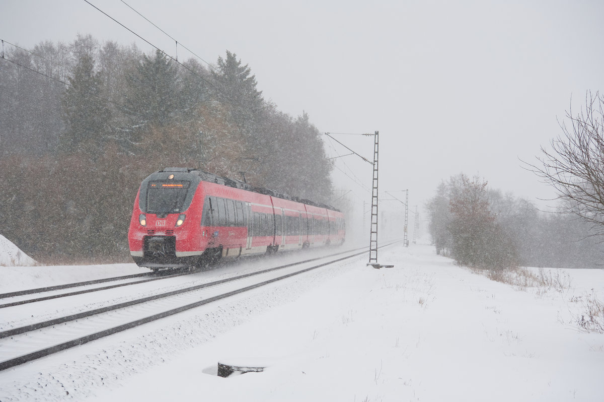 S3 39350 von Neumarkt (Oberpf) nach Nürnberg Hbf bei Postbauer-Heng, 03.02.2019