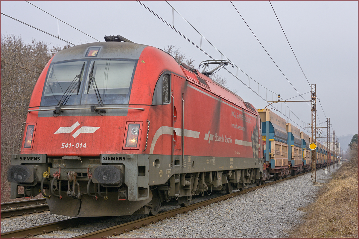 SŽ 541-014 zieht leeren Erzzug durch Maribor-Tabor Richtung Koper Hafen. /21.2.2021