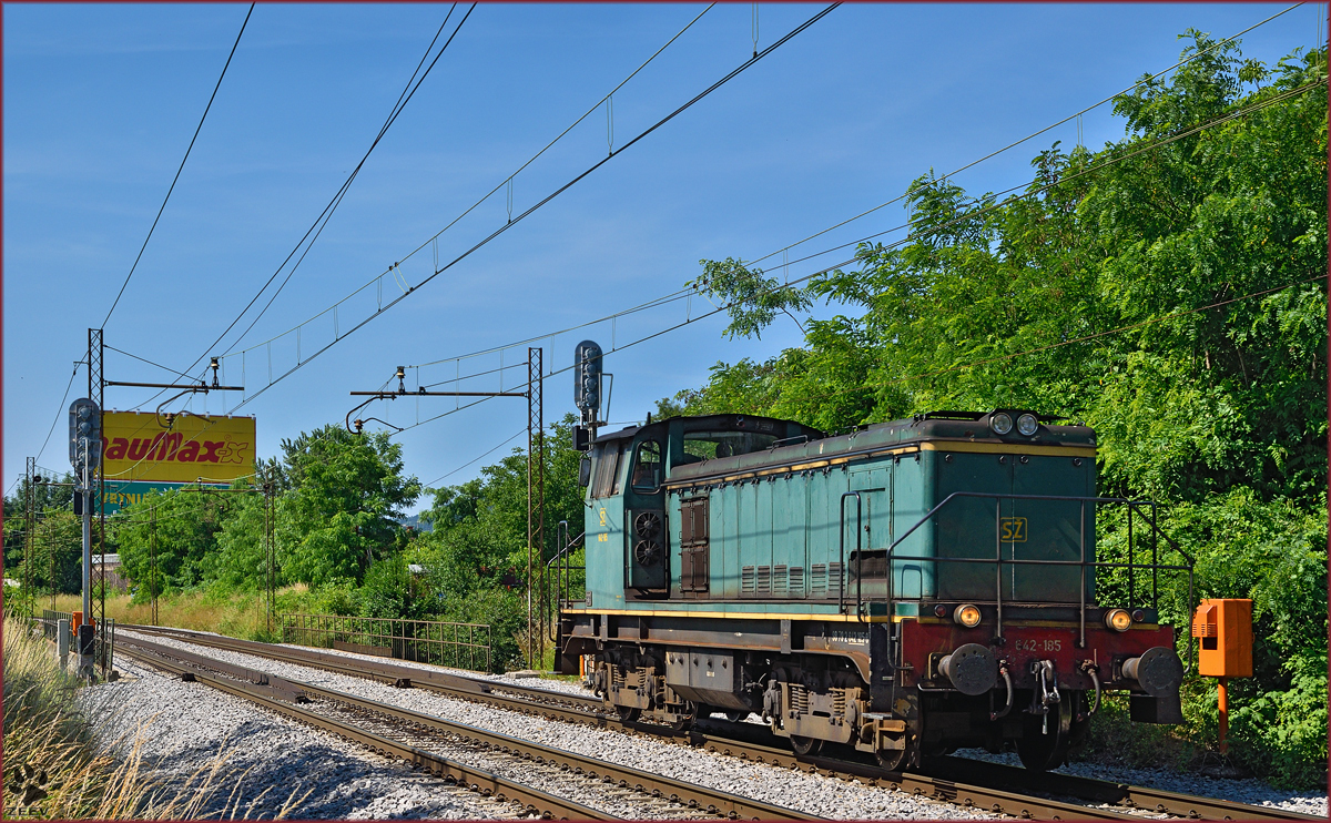 SŽ 642-185 fährt als Lokzug durch Maribor-Tabor Richtung Maribor HBF. /18.6.2015