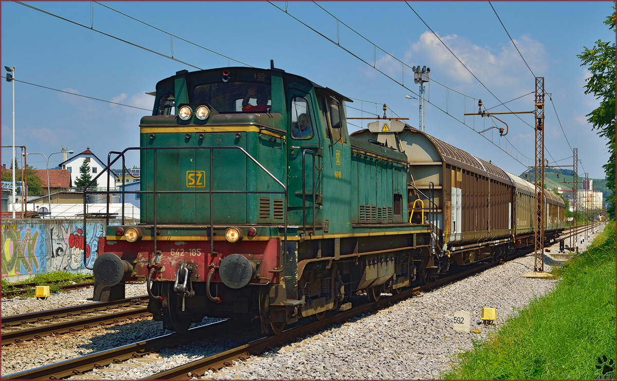 SŽ 642-185 zieht Güterzug durch Maribor-Tabor Richtung Tezno Verschiebebahnhof. /18.7.2014