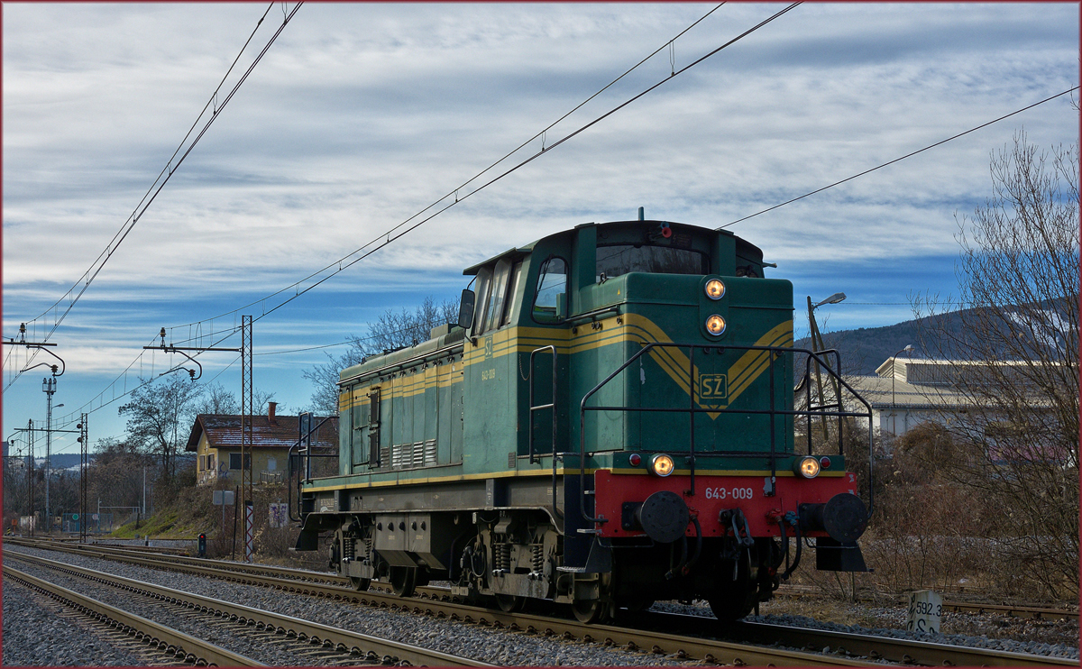 SŽ 643-009 fährt als Lokzug durch Maribor-Tabor Richtung Maribor HBF. /18.1.2018