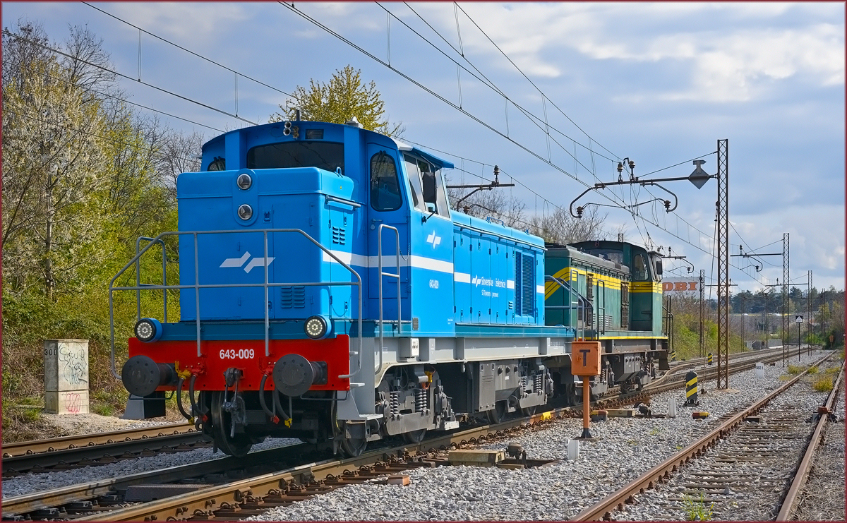 SŽ 643-009+643-010 fahren durch Maribor-Tabor Richtung Studenci. /20.4.2021