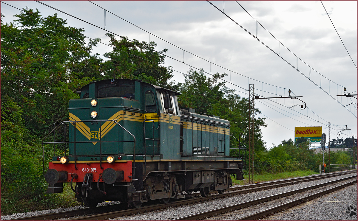SŽ 643-015 fährt als Lokzug durch Maribor-Tabor Richtung Maribor HBF. /22.8.2015