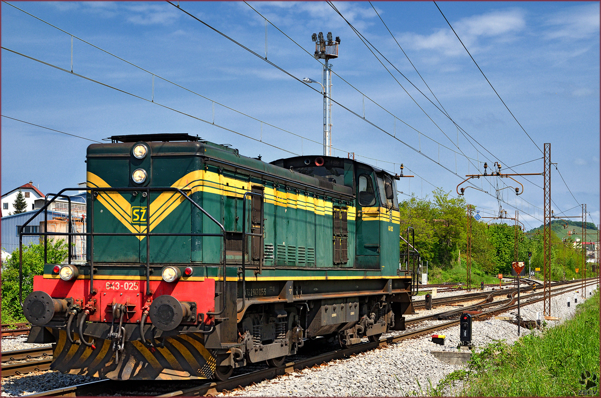 SŽ 643-025 fährt als Lokzug durch Maribor-Tabor Richtung Tezno VBF. /5.5.2016