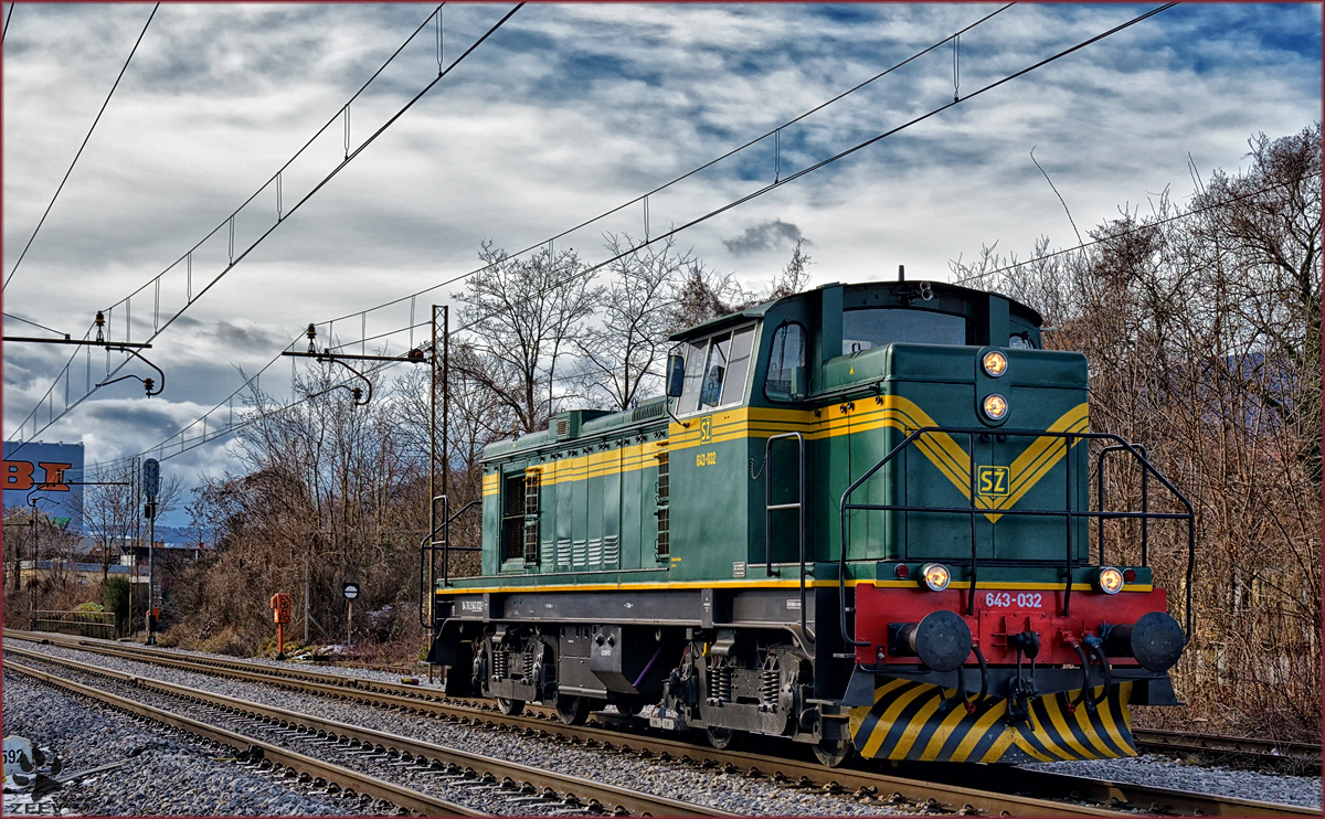 SŽ 643-032 fährt als Lokzug durch Maribor-Tabor Richtung Studenci. /3.2.2017