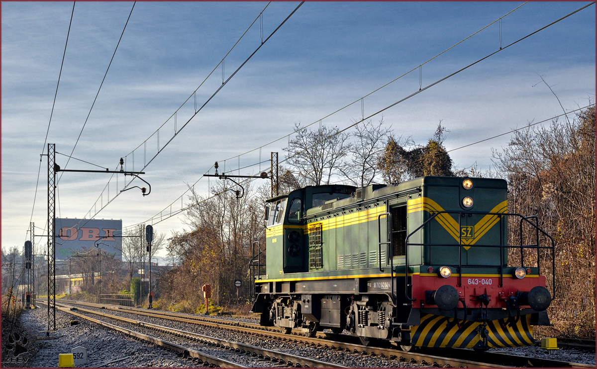 SŽ 643-040 fährt durch Maribor-Tabor Richtung Studenci. /2.12.2016