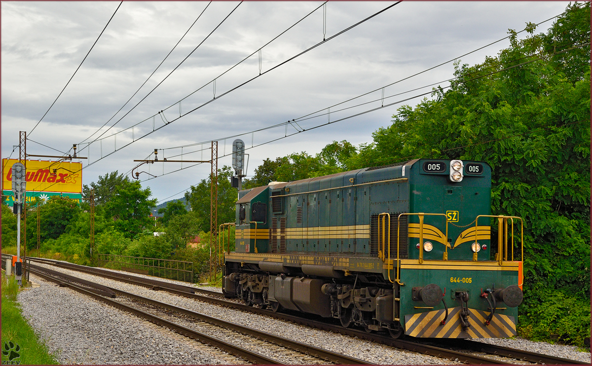 SŽ 644-005 fährt als Lokzug durch Maribor-Tabor Richtung Studenci. /8.7.2014