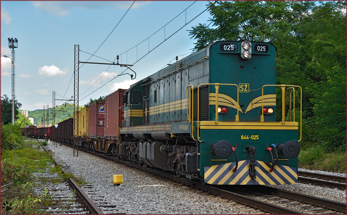 SŽ 644-025 zieht Güterzug durch Maribor-Tabor Richtung Tezno VBF. /31.7.2015