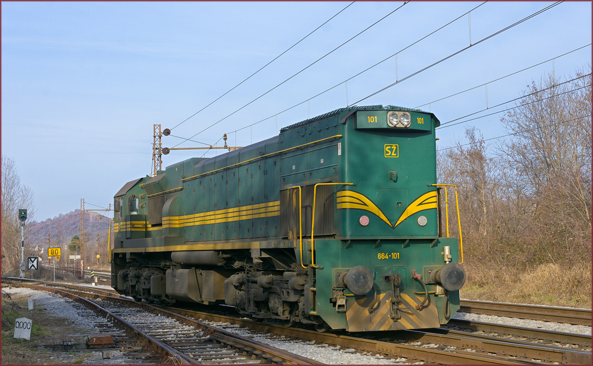 SŽ 664-101 fährt als Lokzug durch Maribor-Tabor Richtung Studenci BF. /19.2.2021