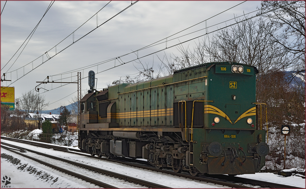 SŽ 664-106 fährt als Lokzug durch Maribor-Tabor Richtung Maribor HBF. /10.2.2015