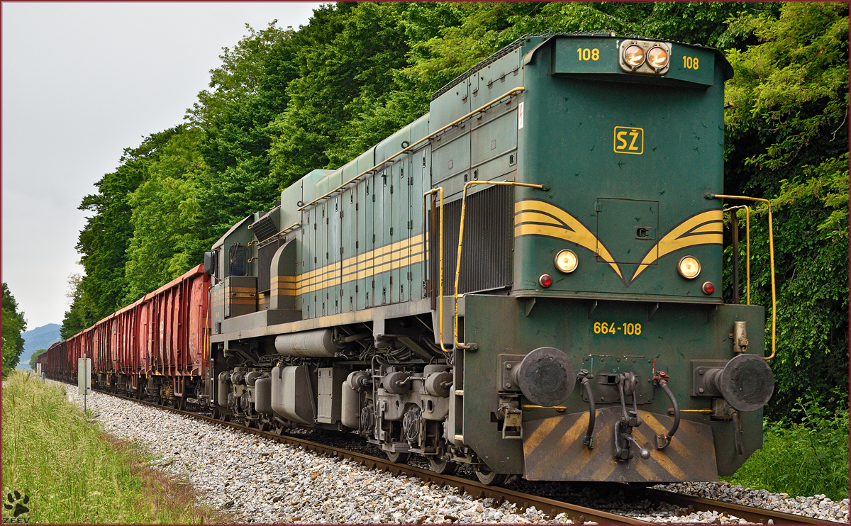 SŽ 664-108 zieht Güterzug durch Maribor-Studenci Richtung Tezno VBF. /25.5.2015