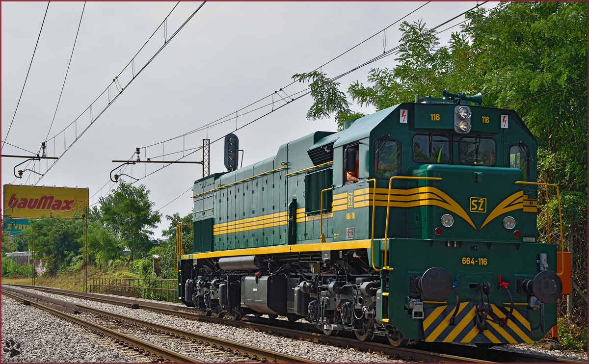 SŽ 664-116 fährt als Lokzug durch Maribor-Tabor Richtung Studenci. /3.8.2015