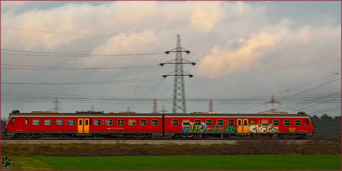 SŽ 813-124 fährt durch Bohova Richtung Pragersko. /8.12.2014