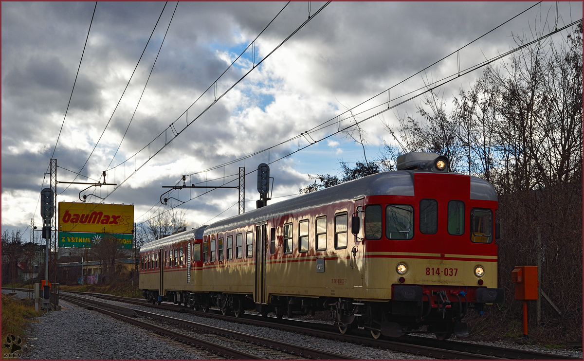 SŽ 814-037 fährt durch Maribor-Tabor Richtung Maribor HBF. /11.1.2016