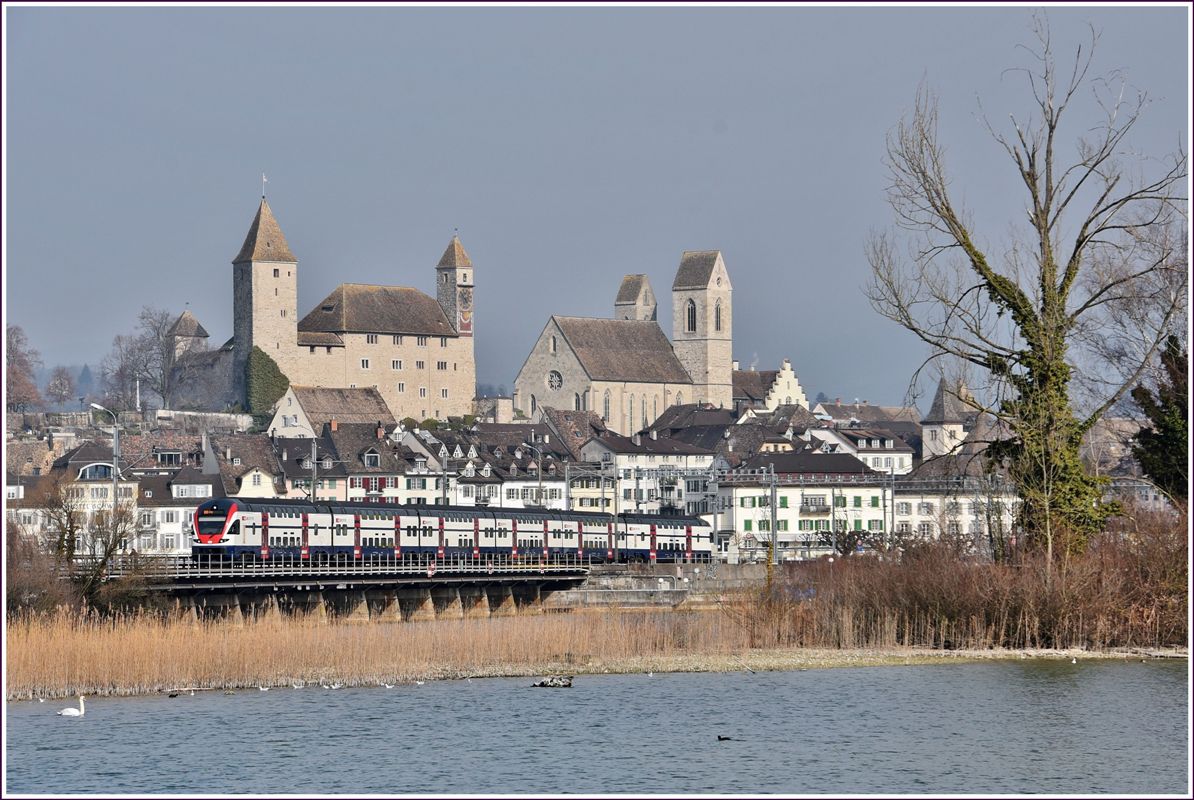 S5 nach Zug auf dem Seedamm bei Rapperswil. (14.02.2017)