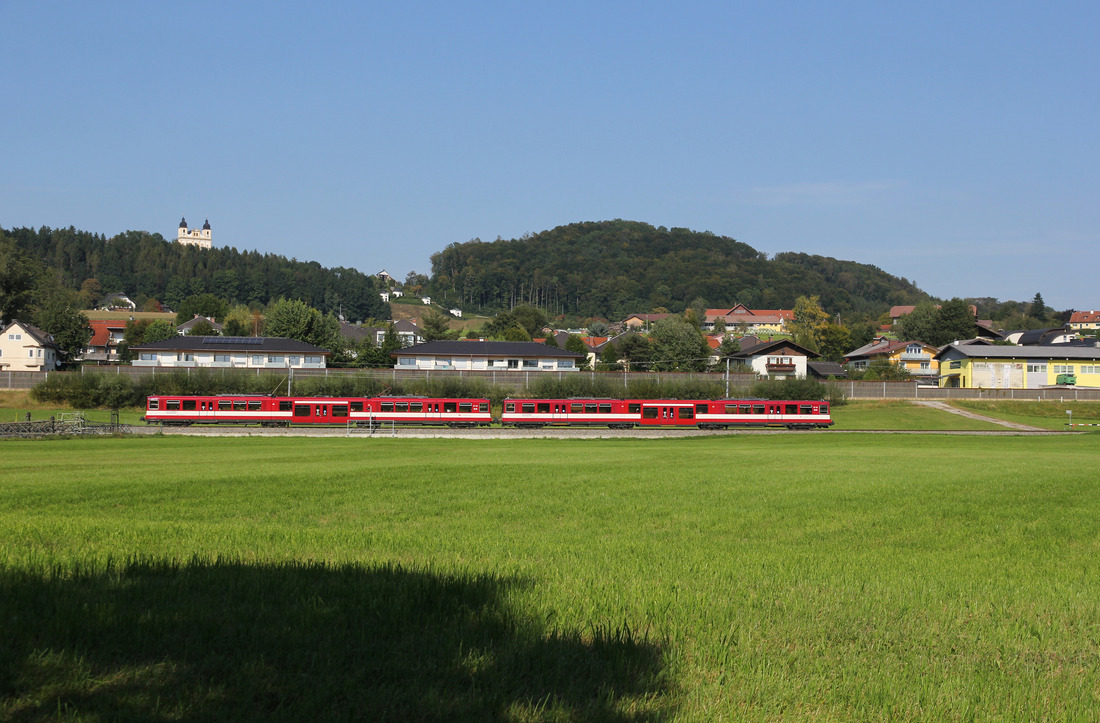 Salzburger Lokalbahn (Salzburg AG) ET 46 + ET 54 // Hagenau (Gemeinde Bergheim) // 10. September 2021