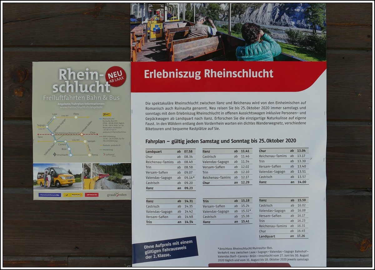 Sa/So befährt der Erlebniszug Rheinschlucht die Strecke zwischen Chur und Ilanz. Lok Ge 4/4 I, offene und geschlossene Wagen. (30.06.2020)