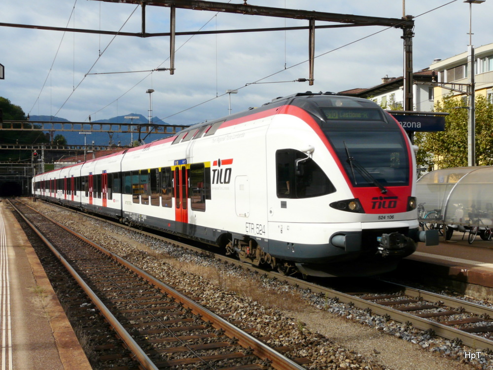 SBB / TILO - Triebzug RABe 524 106 in Bellinzona am 18.09.2013
