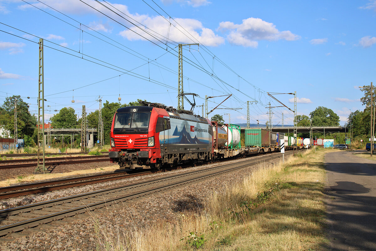 SBB 193 475 erreicht Mannheim Rangierbahnhof aus Richtung Schwetzingen kommend. (05.07.2023)