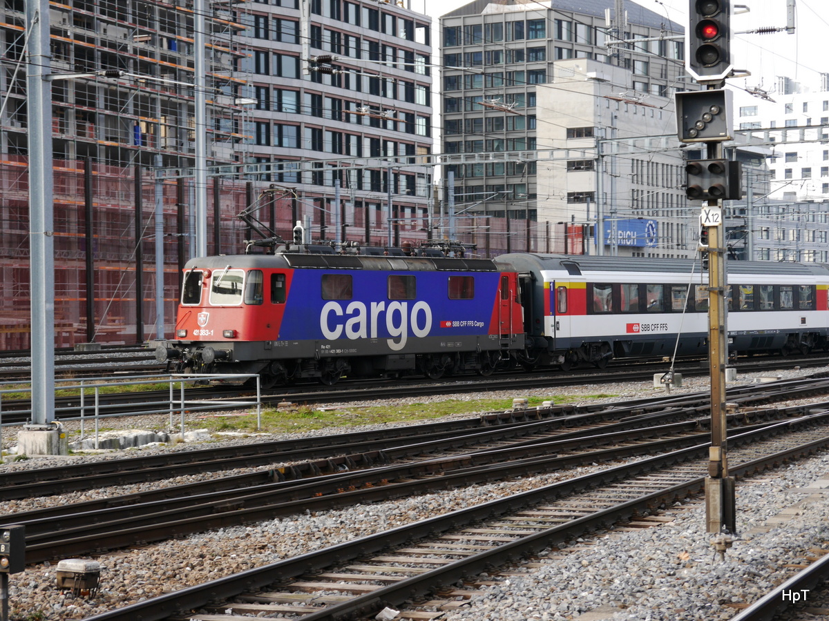 SBB - 421 383-1 ei der einfahrt im HB Zürich am 28.01.2018