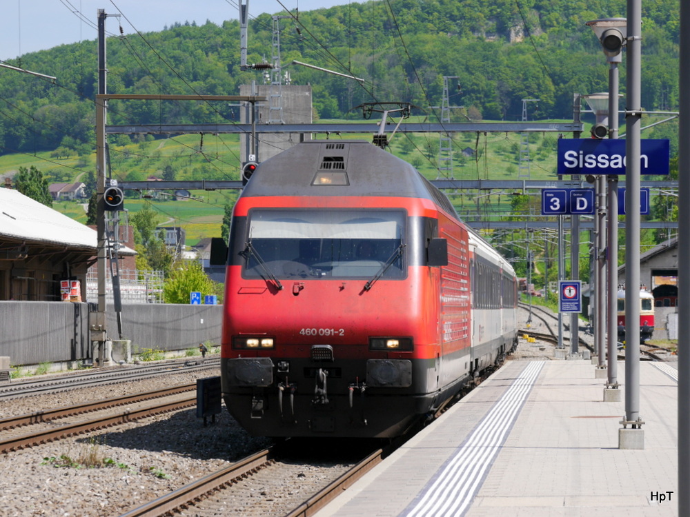 SBB - 460 091-2 mit IR bei der durchfahrt in Sissach am 05.05.2014