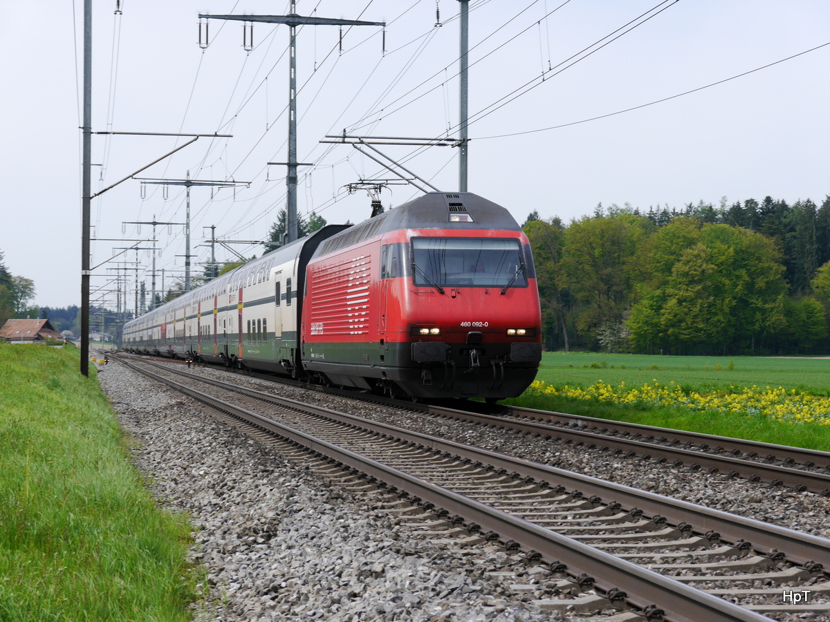 SBB - 460 092-0 mit IC unterwegs bei Lyssach am 30.04.2016