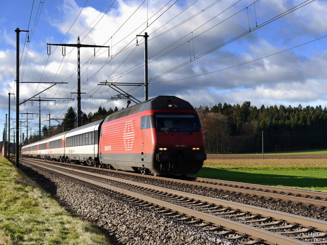 SBB - 460 116-7 unterwegs bei Lyssach am 10.01.2015