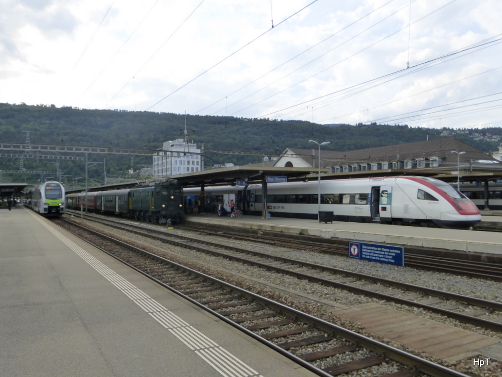 SBB - BLS Regio und Ae 3/5 10217 mit Extrazug und ICN im Bahnhof Biel am 01.06.2014