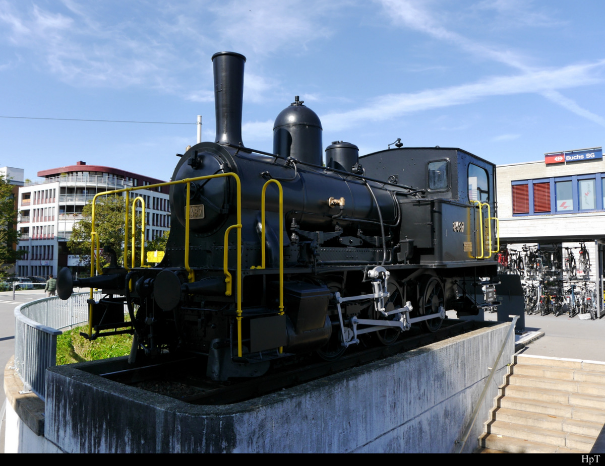 SBB - Denkmal Dampflok E 3/3  8487 in Buchs/SG am 30.09.2020