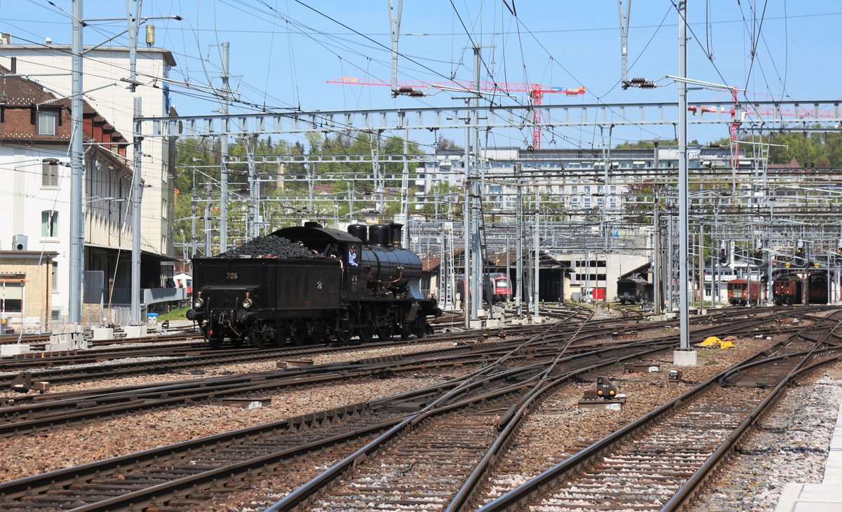 SBB Historic A 3/5 Nr. 705 am 21. April 2018 in Winterthur.

...