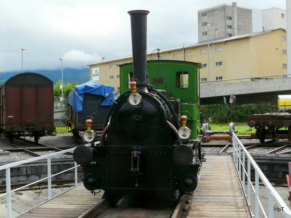 SBB Historic - Dampflok E 2/2  3 Zephir auf der Drehscheibe vor der Rotonde in Dlemont am 08.09.2013