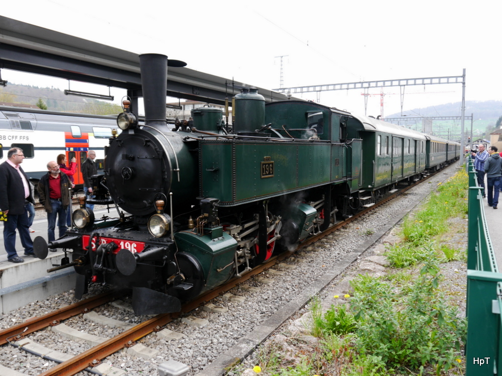 SBB Historic - Dampflok Ed 2x2/2 196 im Bahnhof Sissach am 06.04.2014