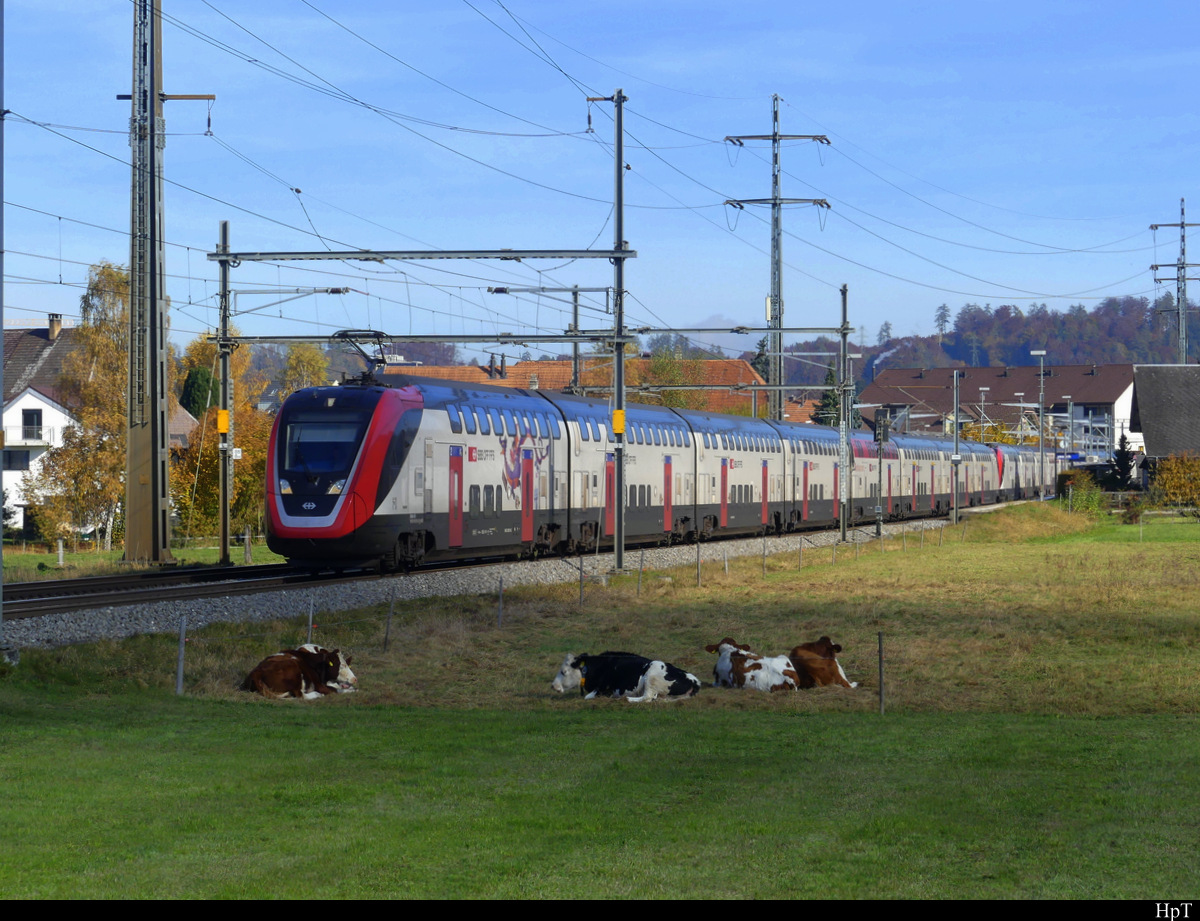 SBB - IR mit dem Twindexx Zügen 502 015 + 502 +014 unterwegs bei Lyssach am 31.10.2021