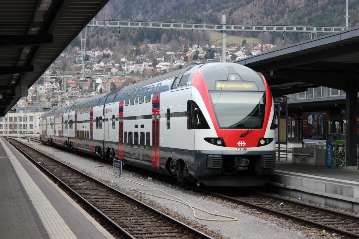 SBB KISS RABe 511 108 im Bahnhof Chur. 11.02.2014