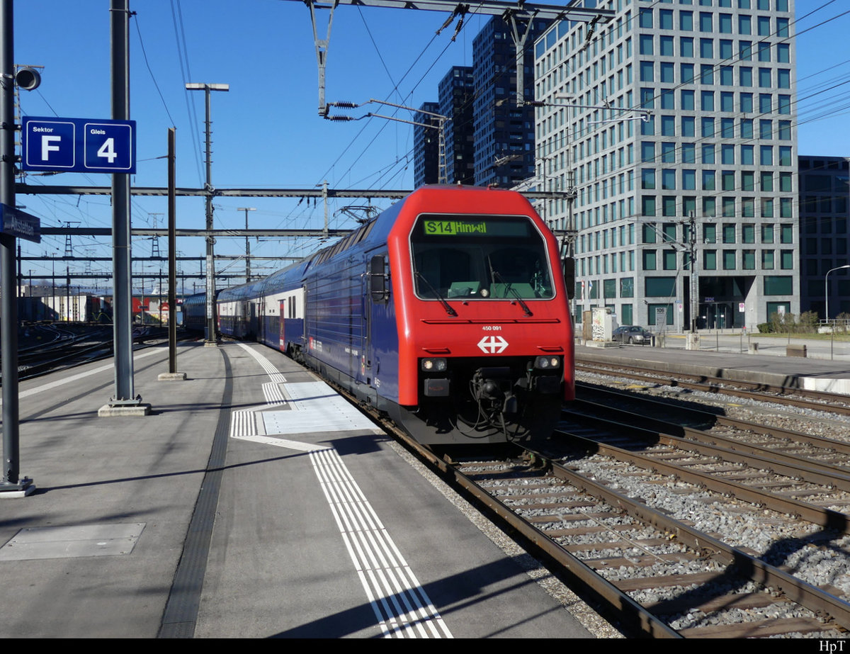 SBB - Lok 450 091 bei der einfahrt im Bahnhof von Altstetten am 21.02.2021
