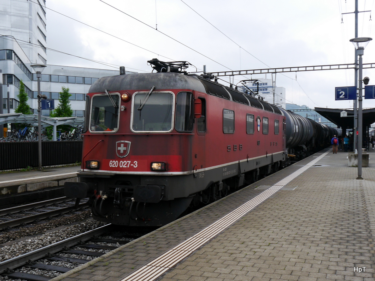 SBB - Lok 620 027-3 mit Güterzug unterwegs im Bahnhof Prattelen am 17.05.2018