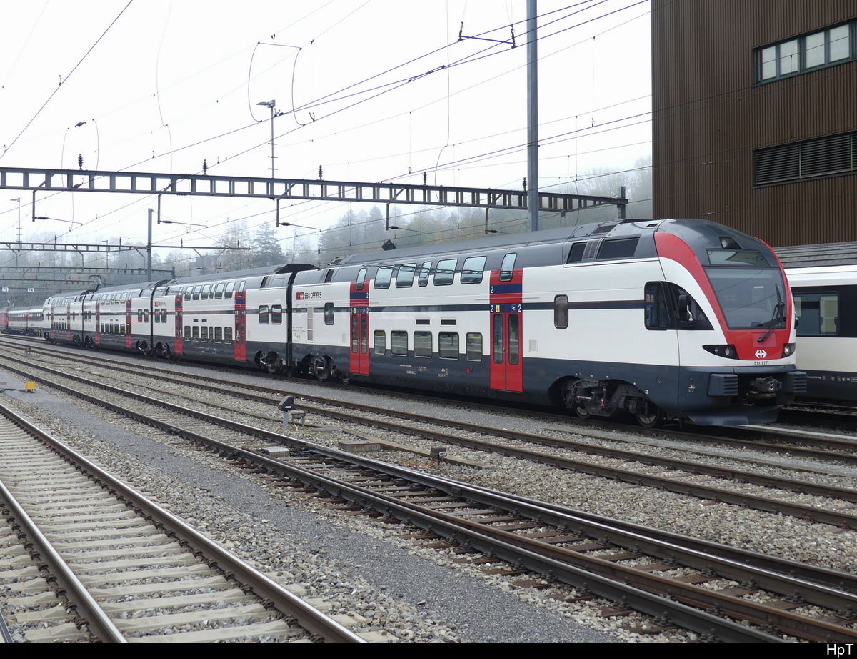 SBB - RABe 511 117 abgestellt im Bahnhof von Arth-Goldau am 23.10.2022