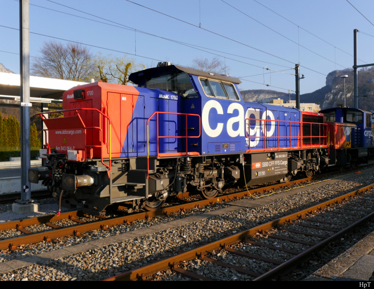 SBB - Rangierlok Am  843 64-7 mit Automatischer Kupplung Abgestellt in Oensingen am 31.03.2019