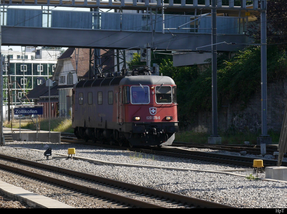 SBB - Re 6/6  620 078-6 als Lokzug bei der Durchfahrt im Bahnhof Zollikofen am 04.08.2019